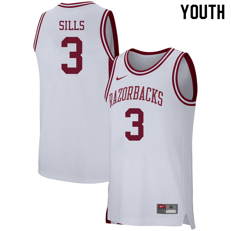 Youth #3 Desi Sills Arkansas Razorbacks College Basketball Jerseys Sale-White - Click Image to Close